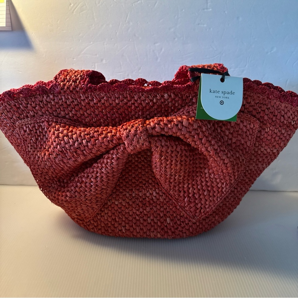 Kate Spade X Target Large Red Woven Bow Tote w/zipper NWT Limited Edition